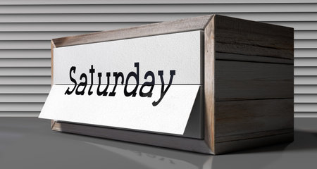 Saturday - table calendar - 3D illustrationの写真素材