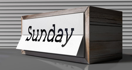 Sunday - table calendar - 3D illustrationの写真素材