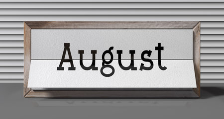 August - table calendar - 3D illustrationの写真素材