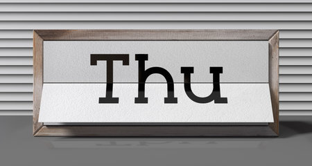 Thursday - table calendar - 3D illustrationの写真素材