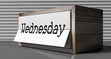 Wednesday - table calendar - 3D illustrationの写真素材
