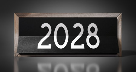 2028 - table calendar - 3D illustrationの写真素材