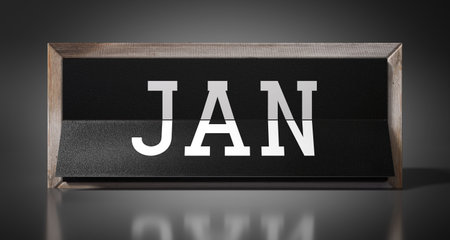 January - table calendar - 3D illustrationの写真素材