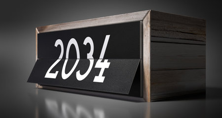 2034 - table calendar - 3D illustration