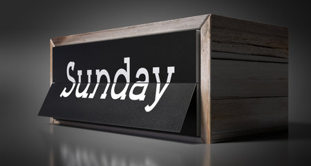 Sunday - table calendar - 3D illustrationの写真素材