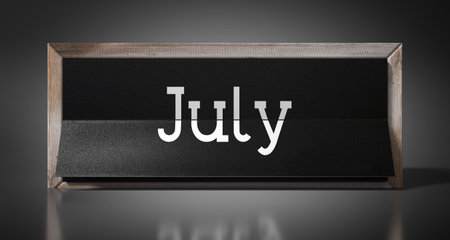 July - table calendar - 3D illustrationの写真素材