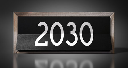 2030 - table calendar - 3D illustrationの写真素材