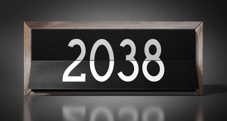 2038 - table calendar - 3D illustrationの写真素材