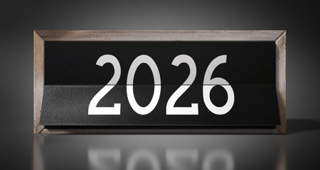 2026 - table calendar - 3D illustrationの写真素材