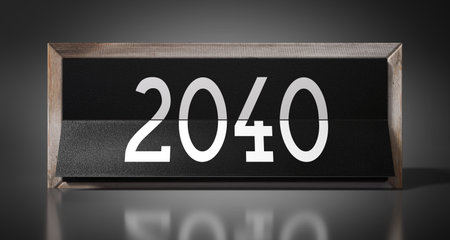 2040 - table calendar - 3D illustrationの写真素材