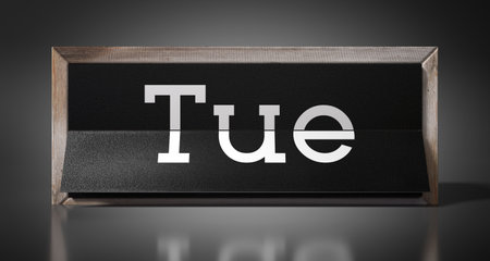 Tuesday - table calendar - 3D illustrationの写真素材