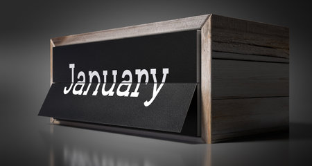 January - table calendar - 3D illustrationの写真素材