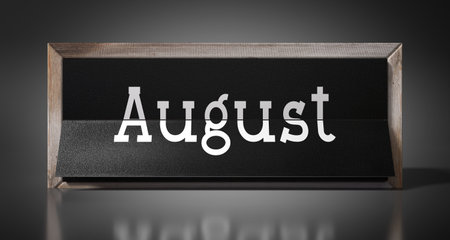 August - table calendar - 3D illustrationの写真素材