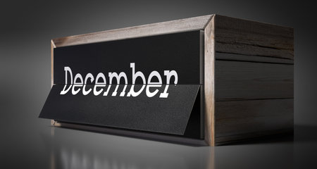 December - table calendar - 3D illustrationの写真素材