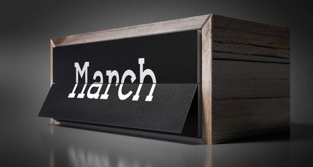 March - table calendar - 3D illustrationの写真素材