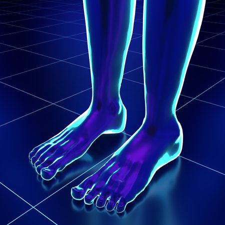 Male anatomy - close-up on feet - 3d illustrationの写真素材