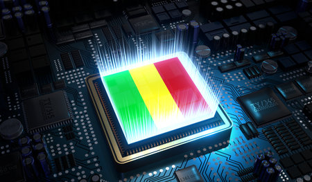 Computer processor with flag of Mali - 3D illustrationの写真素材