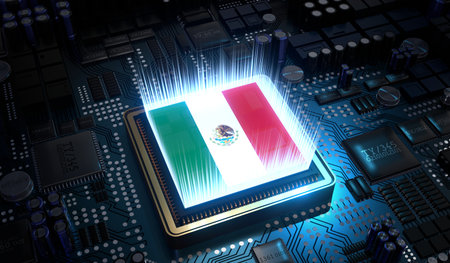 Computer processor with flag of Mexico - 3D illustrationの写真素材