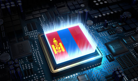 Computer processor with flag of Mongolia - 3D illustrationの写真素材