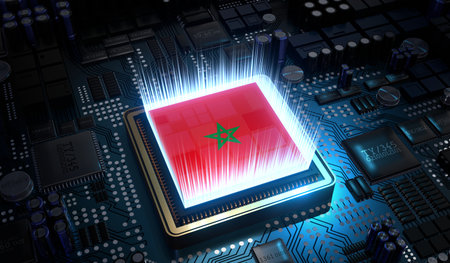 Computer processor with flag of Morocco - 3D illustrationの写真素材
