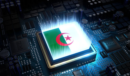 Computer processor with flag of Algeria - 3D illustrationの写真素材