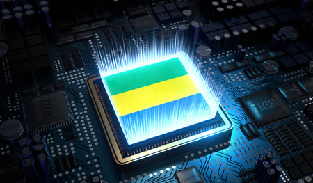 Computer processor with flag of Gabon - 3D illustrationの写真素材
