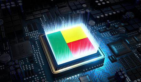 Computer processor with flag of Benin - 3D illustrationの写真素材