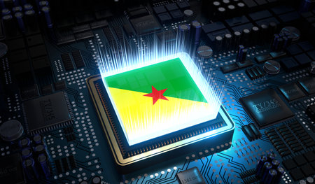 Computer processor with flag of French Guiana - 3D illustrationの写真素材