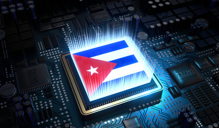 Computer processor with flag of Cuba - 3D illustrationの写真素材