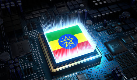 Computer processor with flag of Ethiopia - 3D illustrationの写真素材
