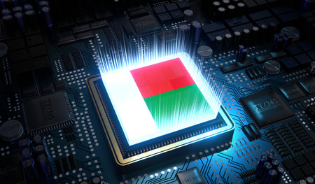 Computer processor with flag of Madagascar - 3D illustrationの写真素材