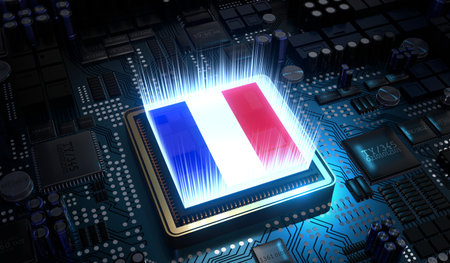 Computer processor with flag of France - 3D illustrationの写真素材