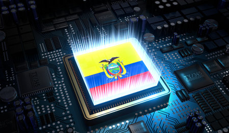 Computer processor with flag of Ecuador - 3D illustration