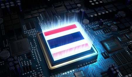 Computer processor with flag of Thailand - 3D illustrationの写真素材