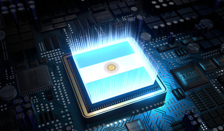 Computer processor with flag of Argentina - 3D illustrationの写真素材
