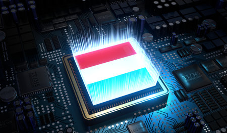 Computer processor with flag of Luxembourg - 3D illustrationの写真素材