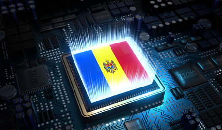Computer processor with flag of Moldova - 3D illustrationの写真素材