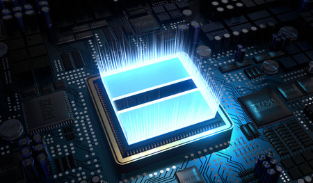Computer processor with flag of Botswana - 3D illustration