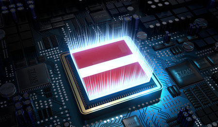 Computer processor with flag of Latvia - 3D illustrationの写真素材