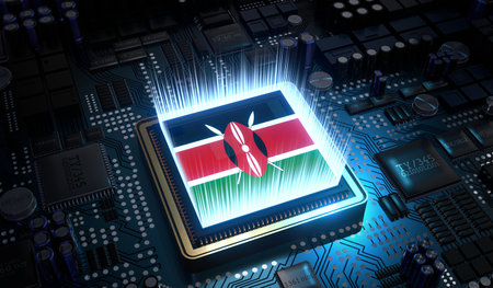Computer processor with flag of Kenya - 3D illustrationの写真素材