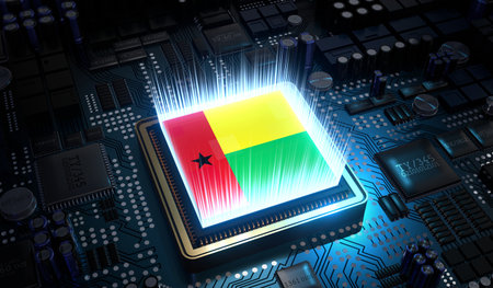 Computer processor with flag of Guinea Bissau - 3D illustrationの写真素材