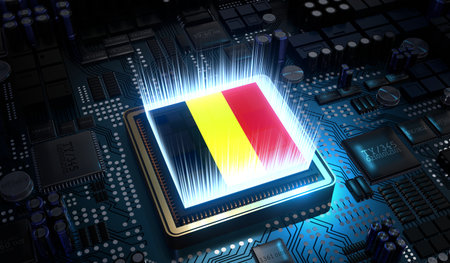 Computer processor with flag of Belgium - 3D illustrationの写真素材