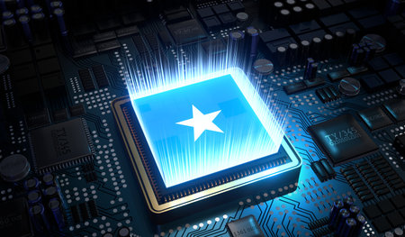 Computer processor with flag of Somalia - 3D illustration