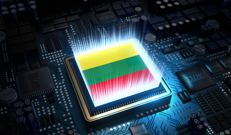 Computer processor with flag of Lituania - 3D illustrationの写真素材