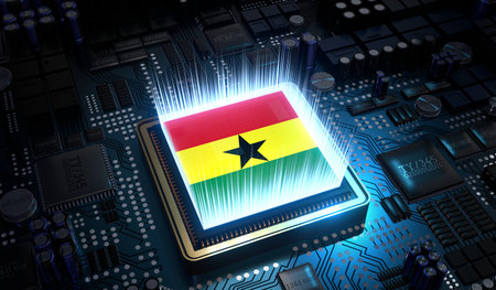 Computer processor with flag of Ghana - 3D illustrationの写真素材