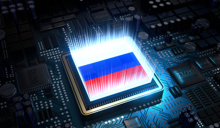 Computer processor with flag of Russia - 3D illustrationの写真素材