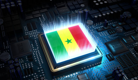 Computer processor with flag of Senegal - 3D illustrationの写真素材