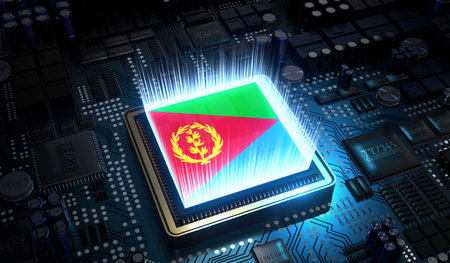 Computer processor with flag of Eritrea - 3D illustrationの写真素材