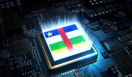 Computer processor with flag of the Central African Republic - 3D illustrationの写真素材