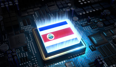 Computer processor with flag of Costa Rica - 3D illustrationの写真素材